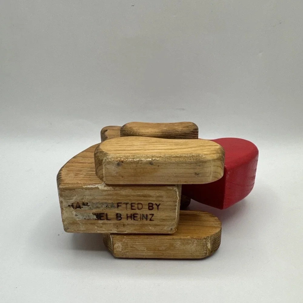 Vintage Wood Wooden Pencil Pen Desk Organizer Holder & Note Holder Handmade Bear